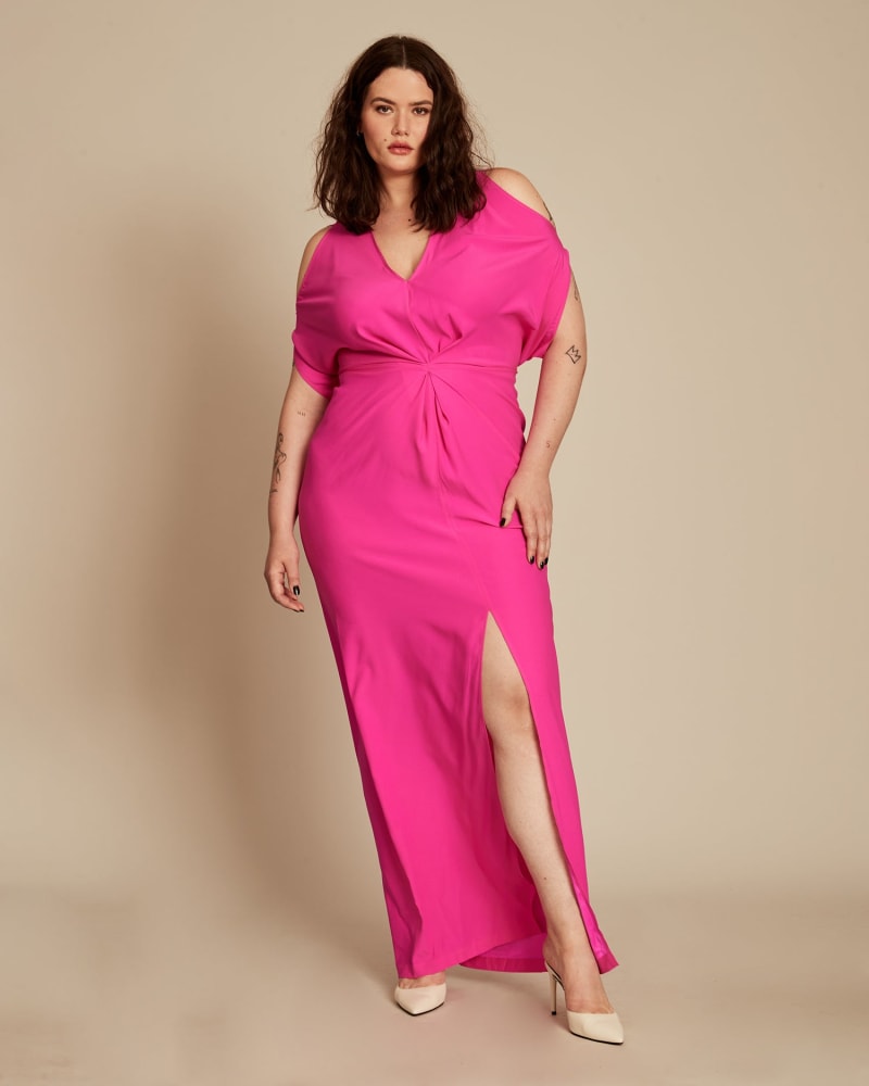 Front of a model wearing a size 14 Long Miu Dress in PINK by Zero + Maria Cornejo. | dia_product_style_image_id:225984